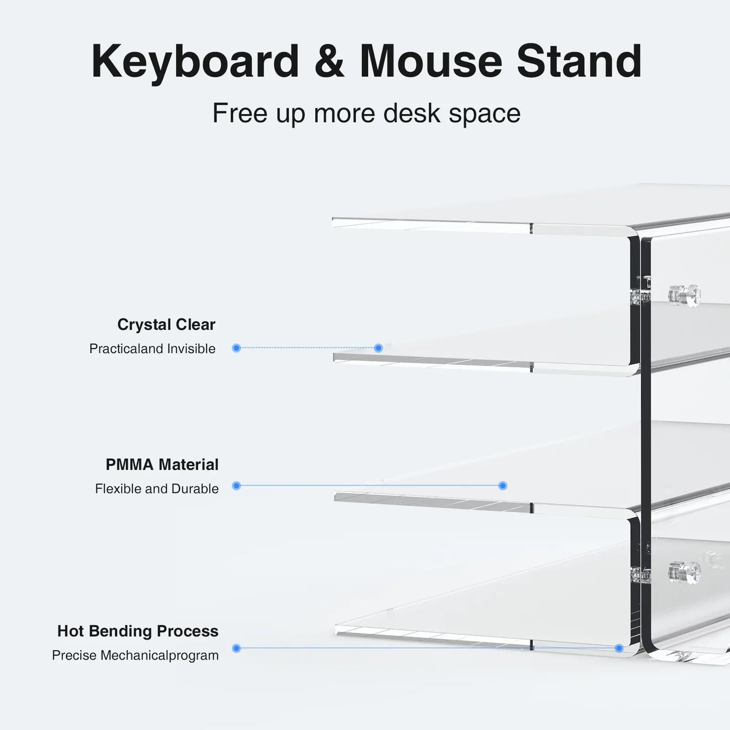 3-Tier Acrylic Keyboard & Mouse Organizer – Desktop Storage Stand for Study Room & Office