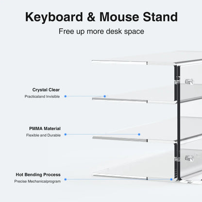 3-Tier Acrylic Keyboard & Mouse Organizer – Desktop Storage Stand for Study Room & Office
