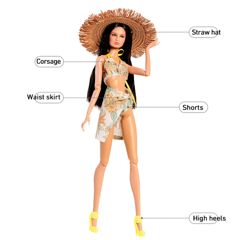 32cm Supermodel Doll Clothes – Fashion Beach Vacation Outfit, Princess Dress DIY Accessories Set, Collector Gift Toy