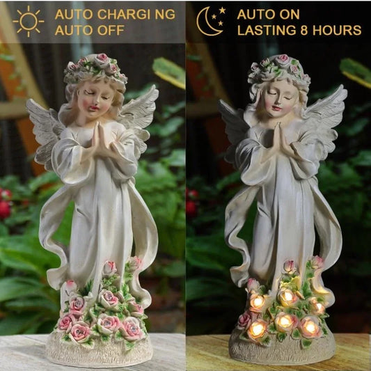 Waterproof Solar Flower Fairy Night Light – Angel Girl Statue for Outdoor Garden & Courtyard, Home Decoration Sculpture