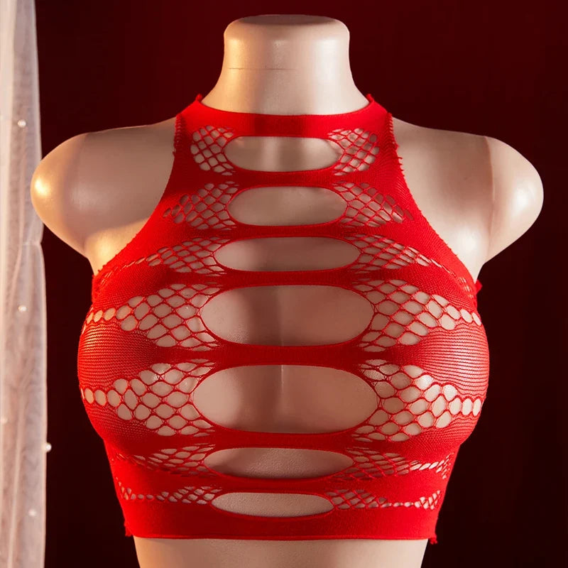 Transparent Mesh Lingerie Set - Slim Fit Hollow Out Sexy Underwear with Bustier Corset Style