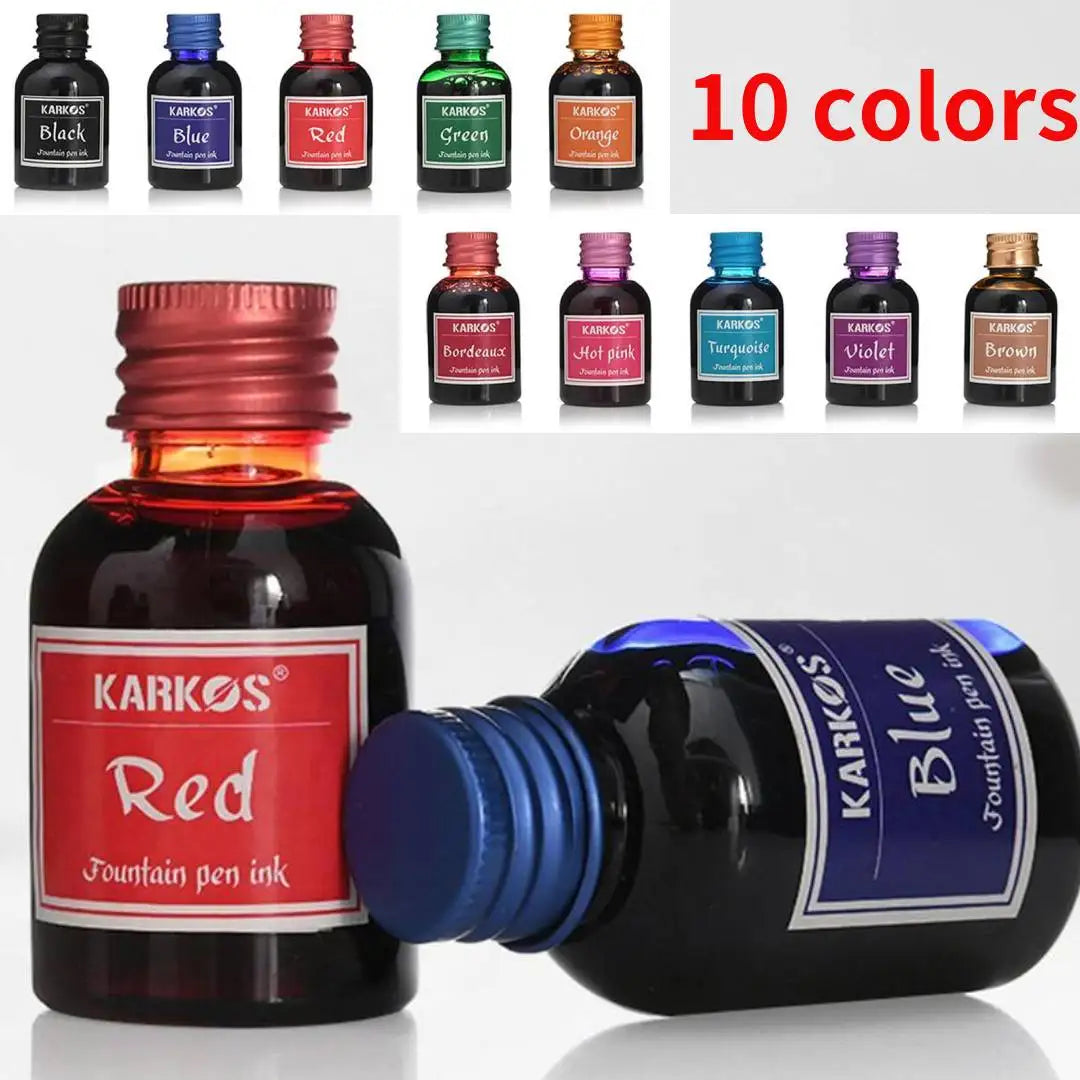 30ml Colorful Fountain Pen Ink – Universal Refill Stationery Ink Bottle for School & Office Writing Supplies (Pure Colors)