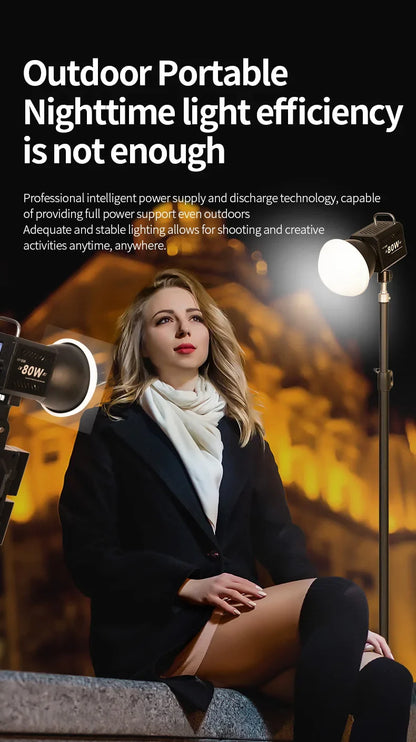 80W Dual Color Temperature COB Photography Light - Professional LED Video Light, Portable Handheld Fill Light with Mini Bowens