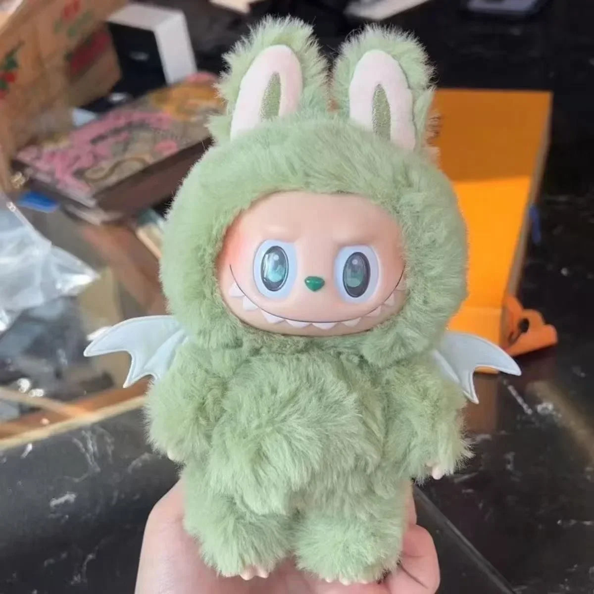 Labubu Little Angel Doll Clothes – Pink, White & Green Rabbit Plush Cotton Outfit Set