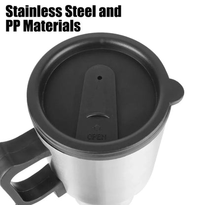 12V Electric Heating Car Kettle - 450ml Stainless Steel Thermal Mug for Water, Coffee, Milk - Travel & Camping
