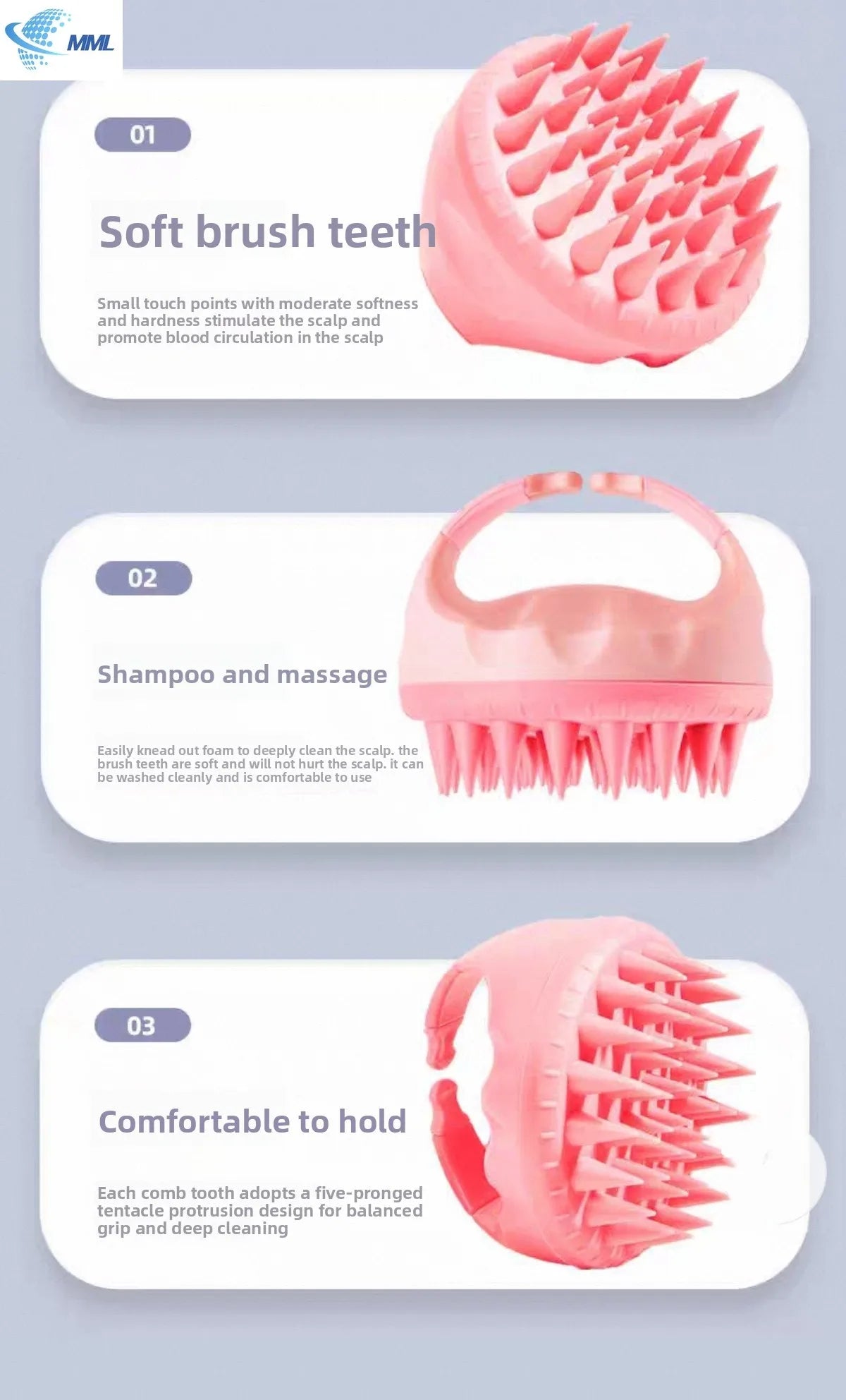 Silicone Scalp Massage Shampoo Brush - Soft Hair Washing Comb for Deep Cleaning, SPA Treatment & Salon Care