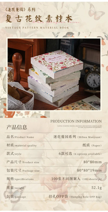 100 Pcs Vintage Multi-Style Writing Paper - Retro Stationery for Scrapbooking, Junk Journals & DIY Crafts