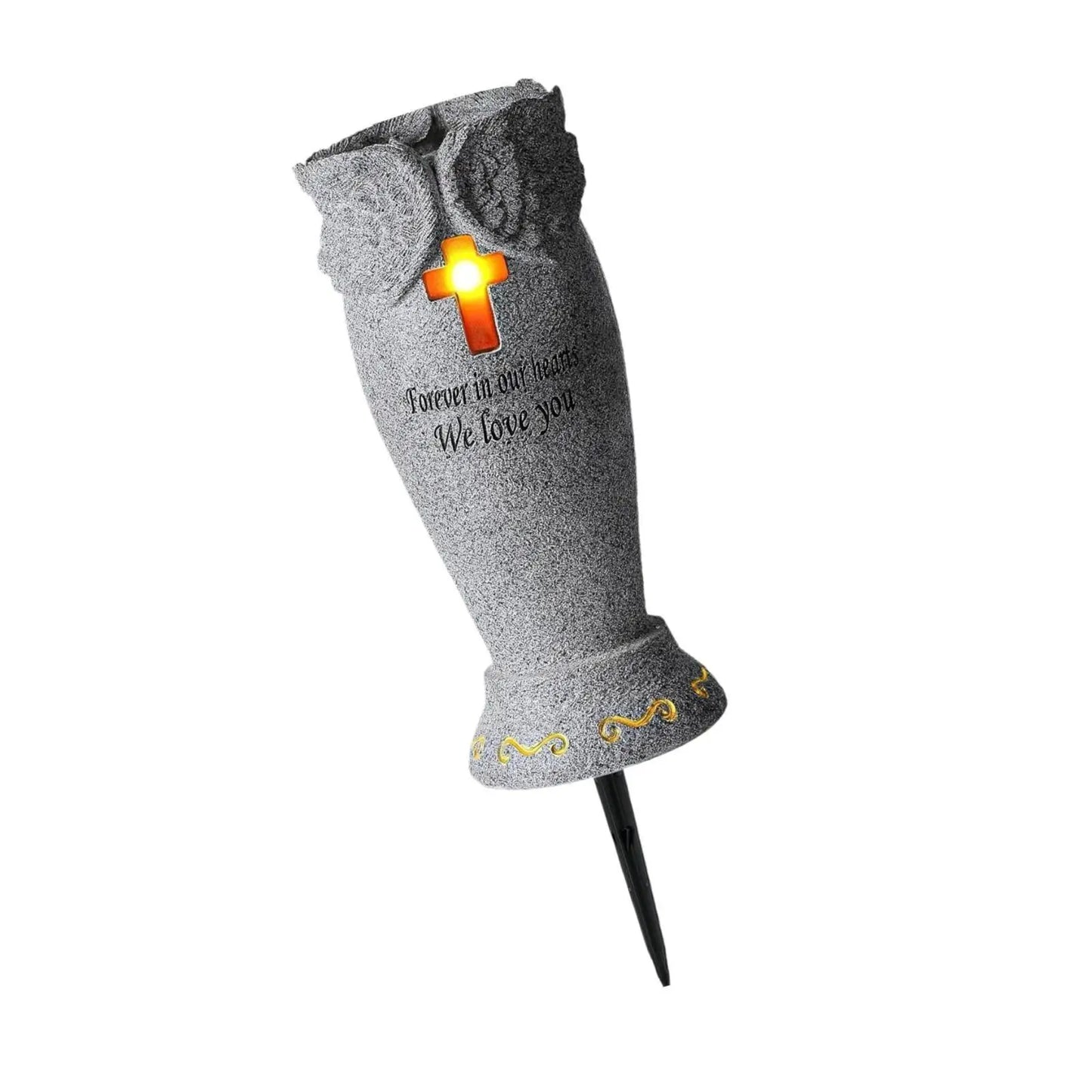 Cemetery Grave Flower Vase – Resin Funeral Flower Holder, Grave Marker Decoration, Memorial Gift for Loved Ones