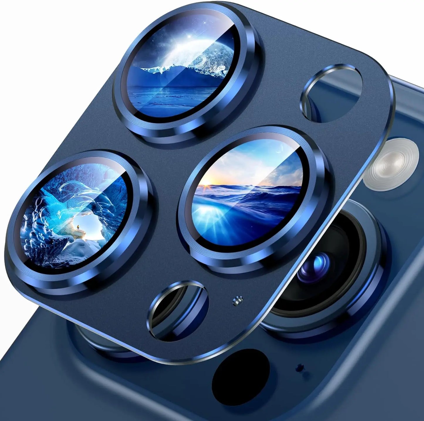 Titanium Gray Metal Camera Lens Protector - Premium Glass Protection Cover for iPhone 15 Pro Max, 14 Pro & 13 Series