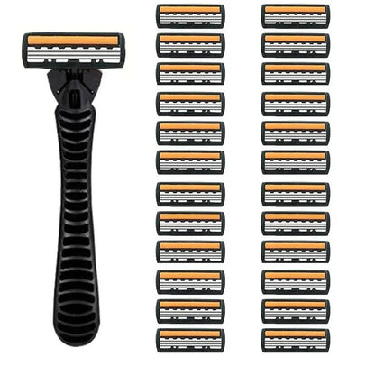 Premium 3-Layer Stainless Steel Safety Razor – Replaceable Blades for Smooth Shaving Men & Women