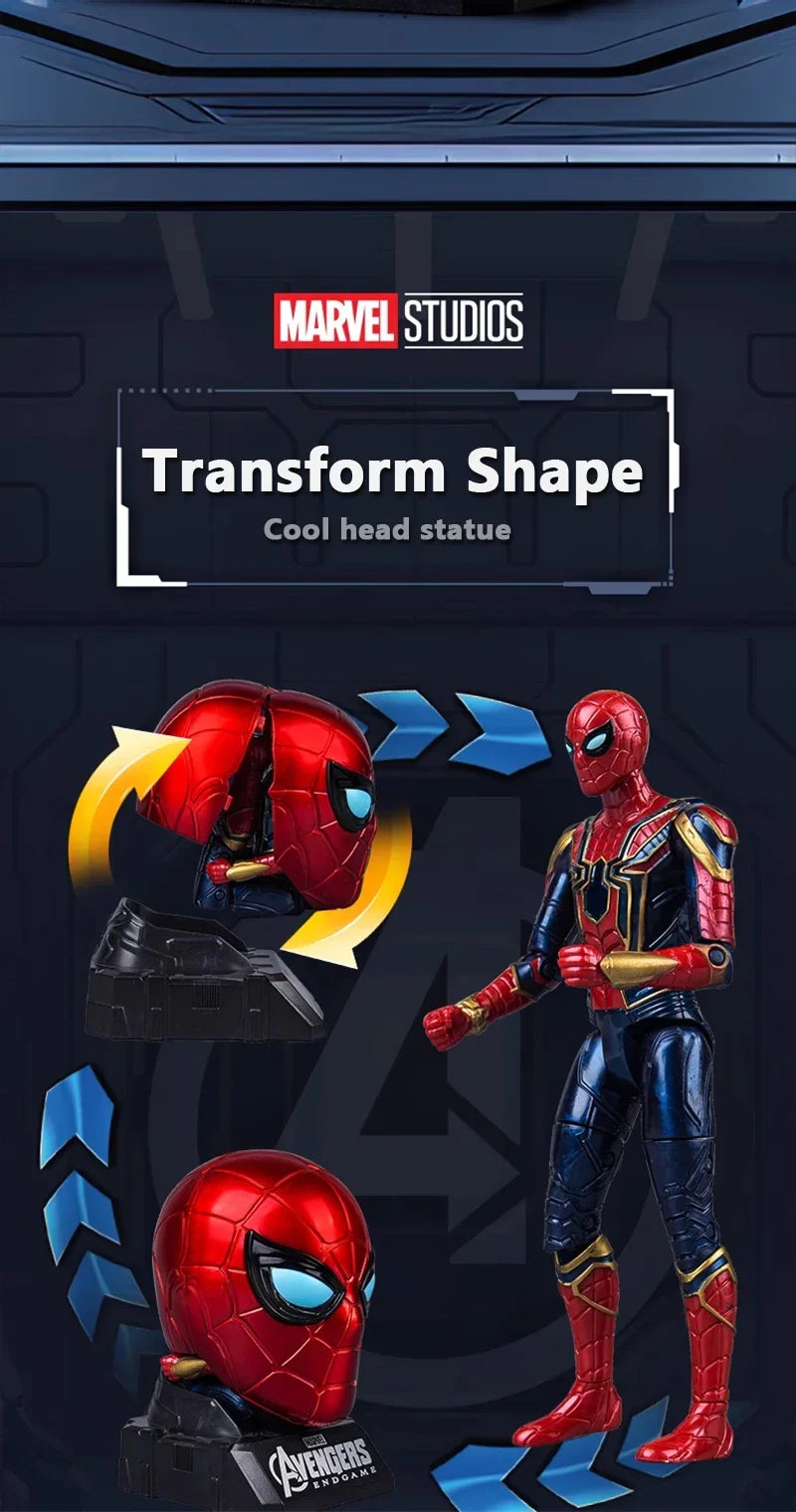 Marvel Iron Man Head Shaped Action Figure – Deformable Toy with Spider-Man Joints, Mobile Model Doll for Kids’ Educational Play