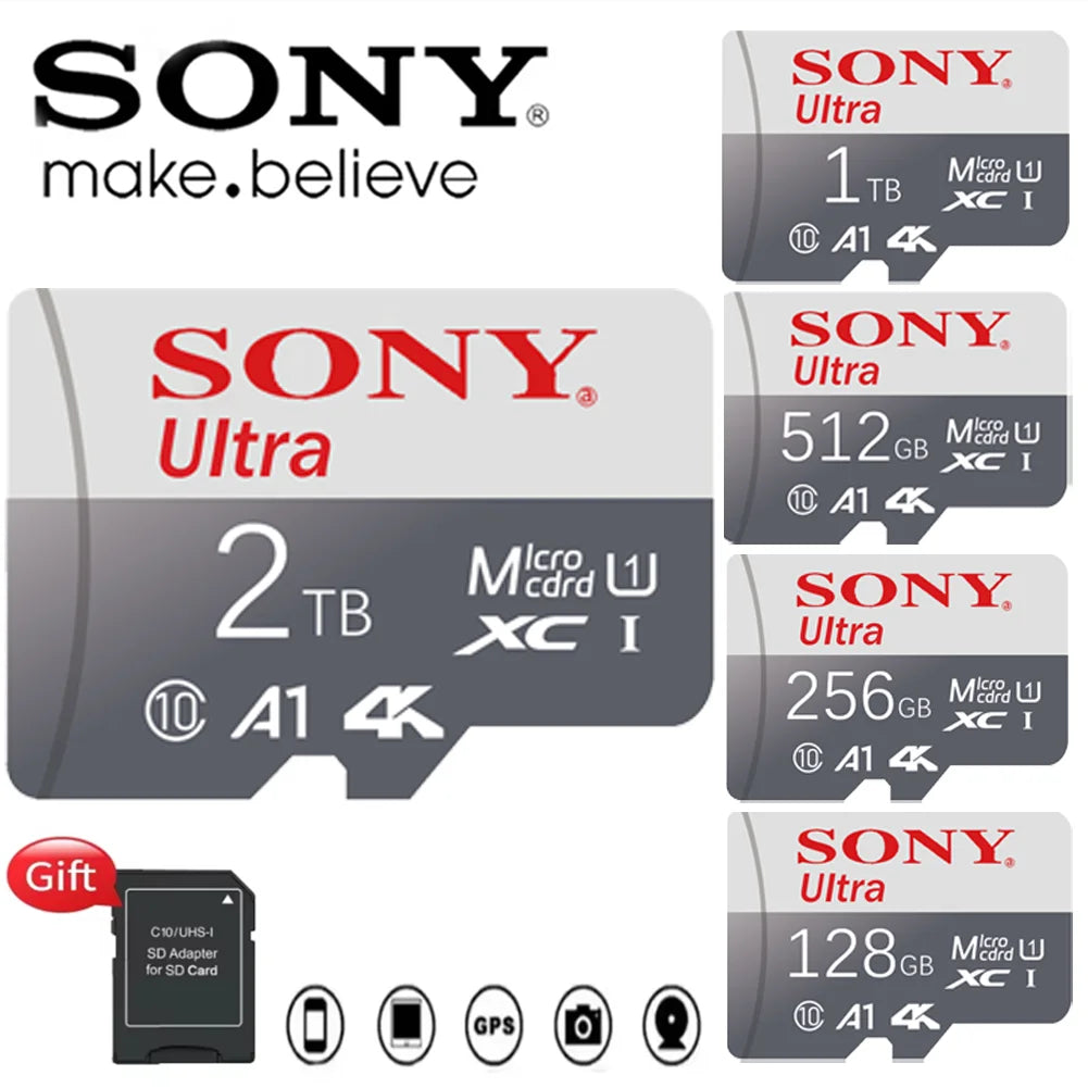 SONY Original Micro SD Card – 128GB 256GB 512GB 1TB 2TB U3 4K Memory Card for Phone, Camera, Tablet, PC