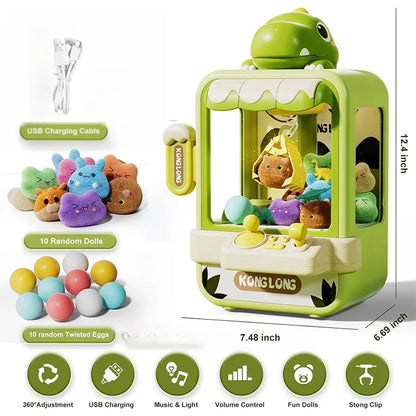 Dinosaur Claw Machine Toy - Mini Electronic Arcade Game with Music, Adjustable Catcher & Kids Birthday Gift
