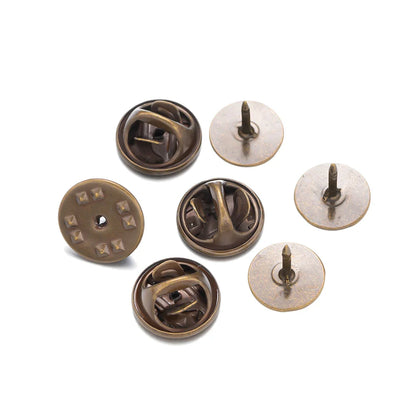 50-Set Brooch Pin Holders – Tie, Hat & Badge Backings with Flat Base & Butterfly Clasp for DIY Jewelry Findings