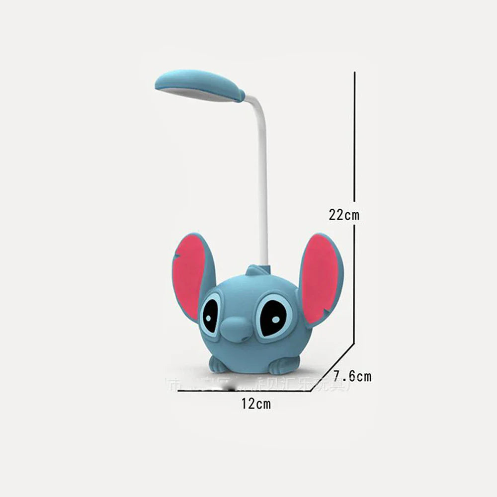 LED Lilo & Stitch Desk Lamp with USB Recharge, Foldable Night Light & Pencil Sharpener – Cute Desk Light Gift
