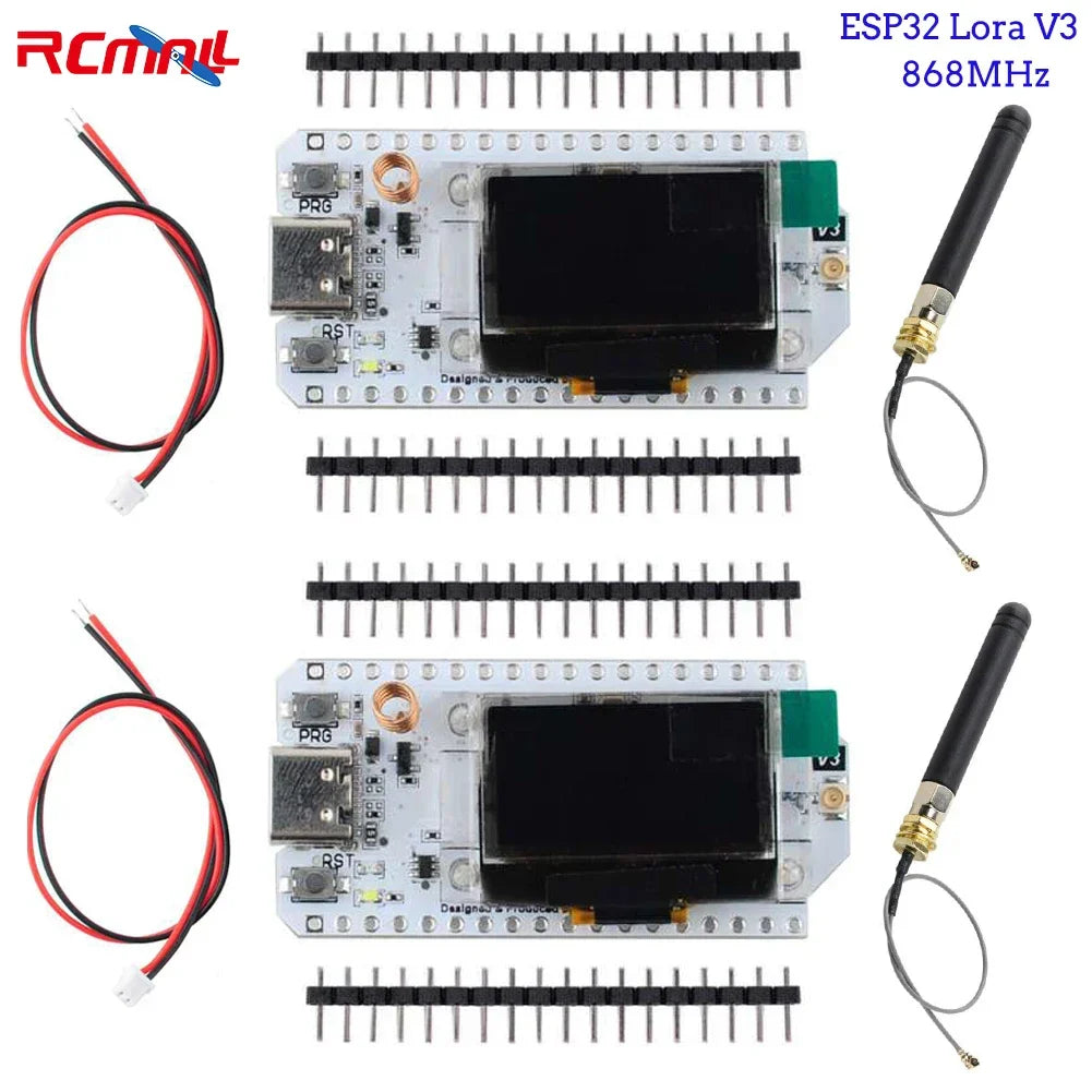 2PCS Heltec LoRa32 V3 Development Board – 868/915MHz SX1262 with 0.96" OLED, Bluetooth & WiFi for Arduino IoT & Meshtastic Projects