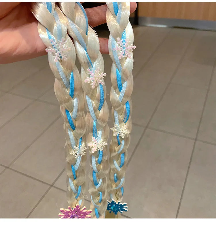 Disney Frozen Elsa Princess Wig & Braid Hairpin - Kawaii Hair Clip Accessories for Girls, Anime Cartoon Toy Gifts