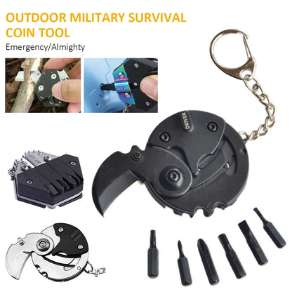 Multifunctional Hexagon Keychain Tool – Mini EDC Screwdriver, Folding Coin Knife & Pocket Gear for Outdoor Use