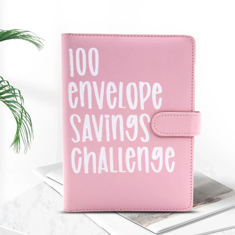 100 Day Couple's Challenge Journal – PU Leather Loose-Leaf Savings Book with Magnetic Buckle, Save & Make Money Notebook