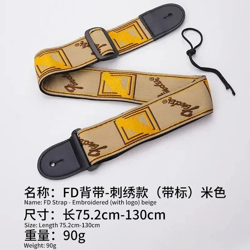 Embroidery Guitar Strap - Leather Acoustic & Electric Guitar Widening Shoulder Belt for Folk & Classical Guitars