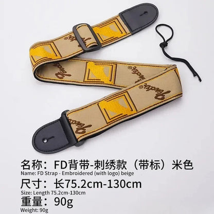 Embroidery Guitar Strap - Leather Acoustic & Electric Guitar Widening Shoulder Belt for Folk & Classical Guitars