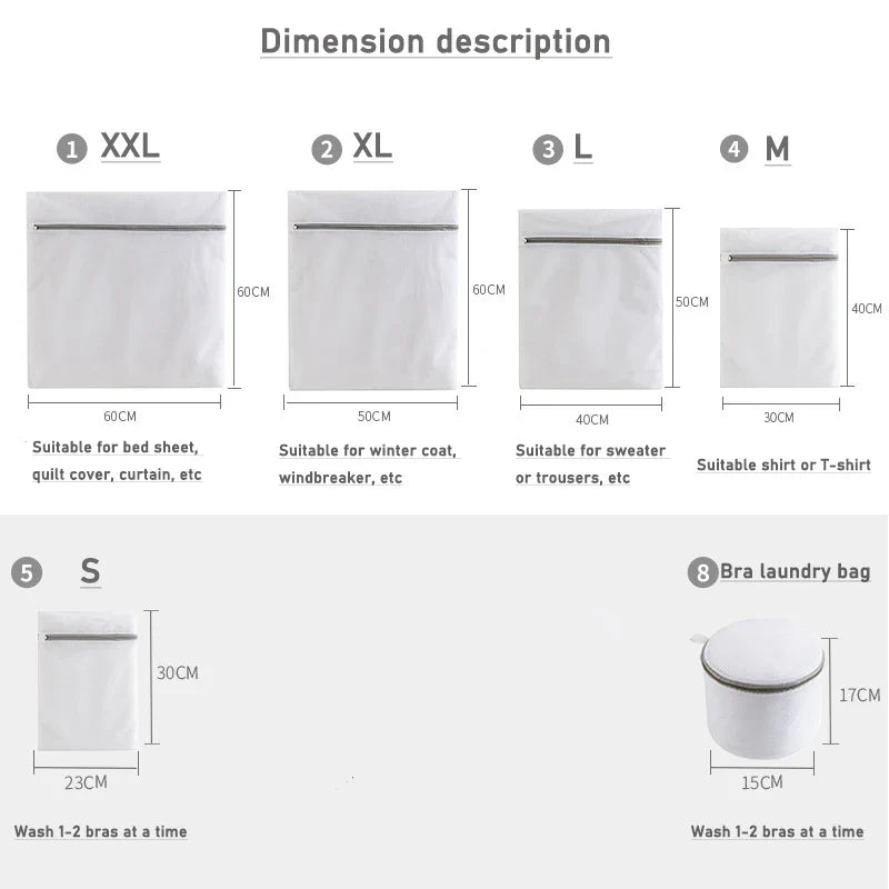 Reusable Zipper Laundry Bag for Washing Machine – Coarse Mesh Organizer for Lingerie, Shoes, Bras & Clothes
