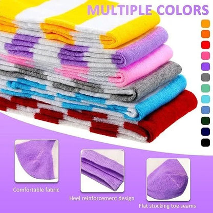 Color Striped Japanese Over-Knee Socks – Fashionable Slim Fit Black & White Stockings for Women