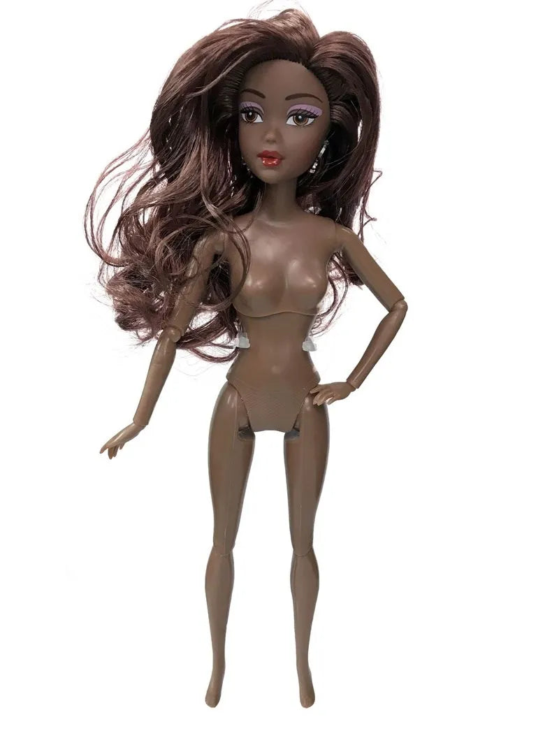 Adollya 32cm 1/6 African Doll — 10-Joint Movable Black American BJD Doll with Makeup, Toy for Girls & Kids Gifts