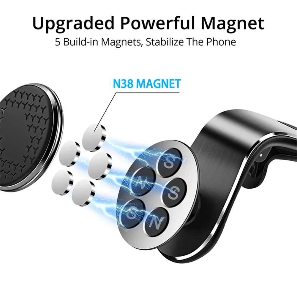 Magnetic Car Phone Holder - Air Vent Clip Mount with 360° Rotation for Xiaomi, iPhone 14, Samsung, & Other Cell Phones