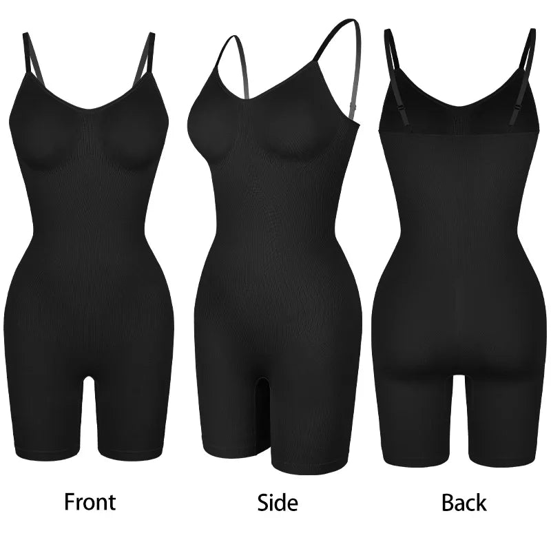 Women’s Bodysuit Shapewear Tank Top — Tummy Control Full Body Shaper with Anti-Chafing Shorts, Waist Trainer & Butt Lifter
