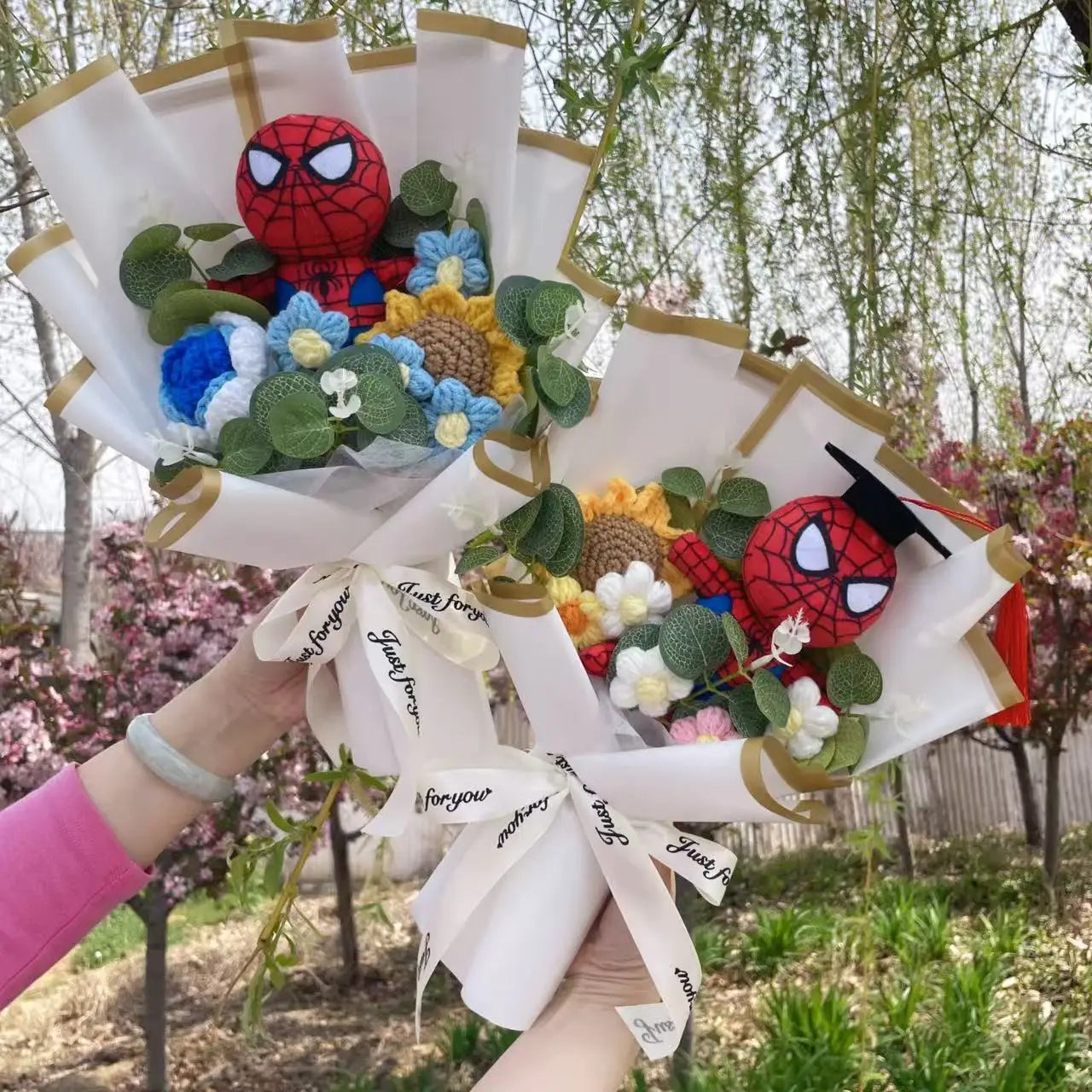 Spider-Man Superhero Plush Doll – Handmade Stuffed Bouquet Gift for Boys Birthday Christmas Graduation
