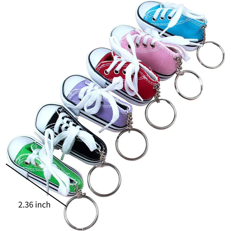 12-Piece Mini Shoe Keychains – Cloth Material Shoe Key Rings Set