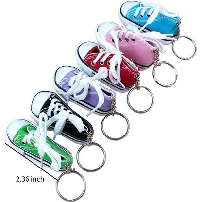 12-Piece Mini Shoe Keychains – Cloth Material Shoe Key Rings Set
