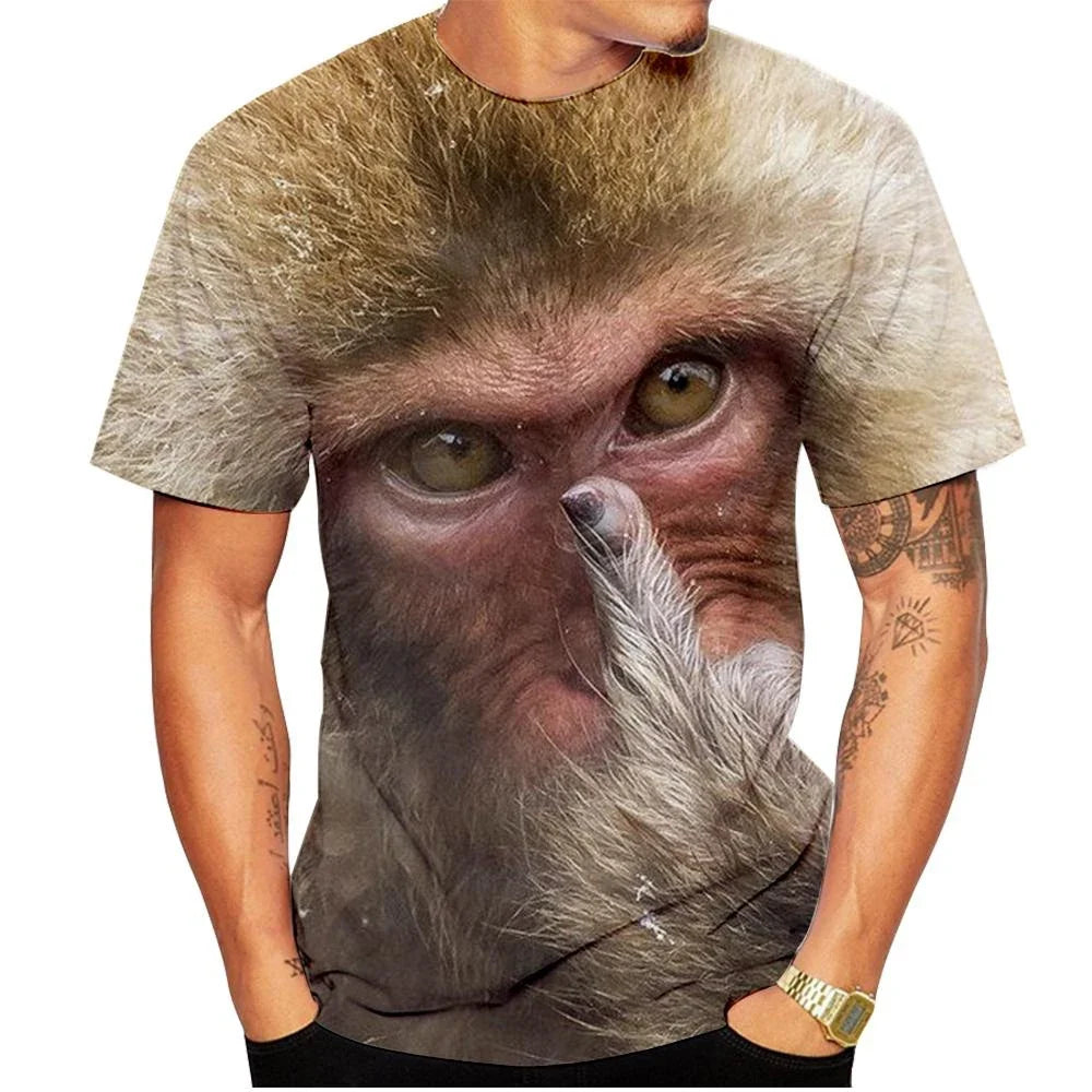 Men’s 3D Gorilla Monkey T-Shirt - Funny Graphic Print Summer Short Sleeve Shirt