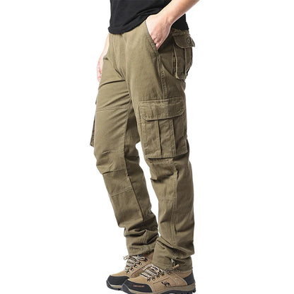 Men's Large Pocket Loose Overalls — Outdoor Sports & Tactical Jogging Pants with Elastic Waist, Pure Cotton Casual Workwear