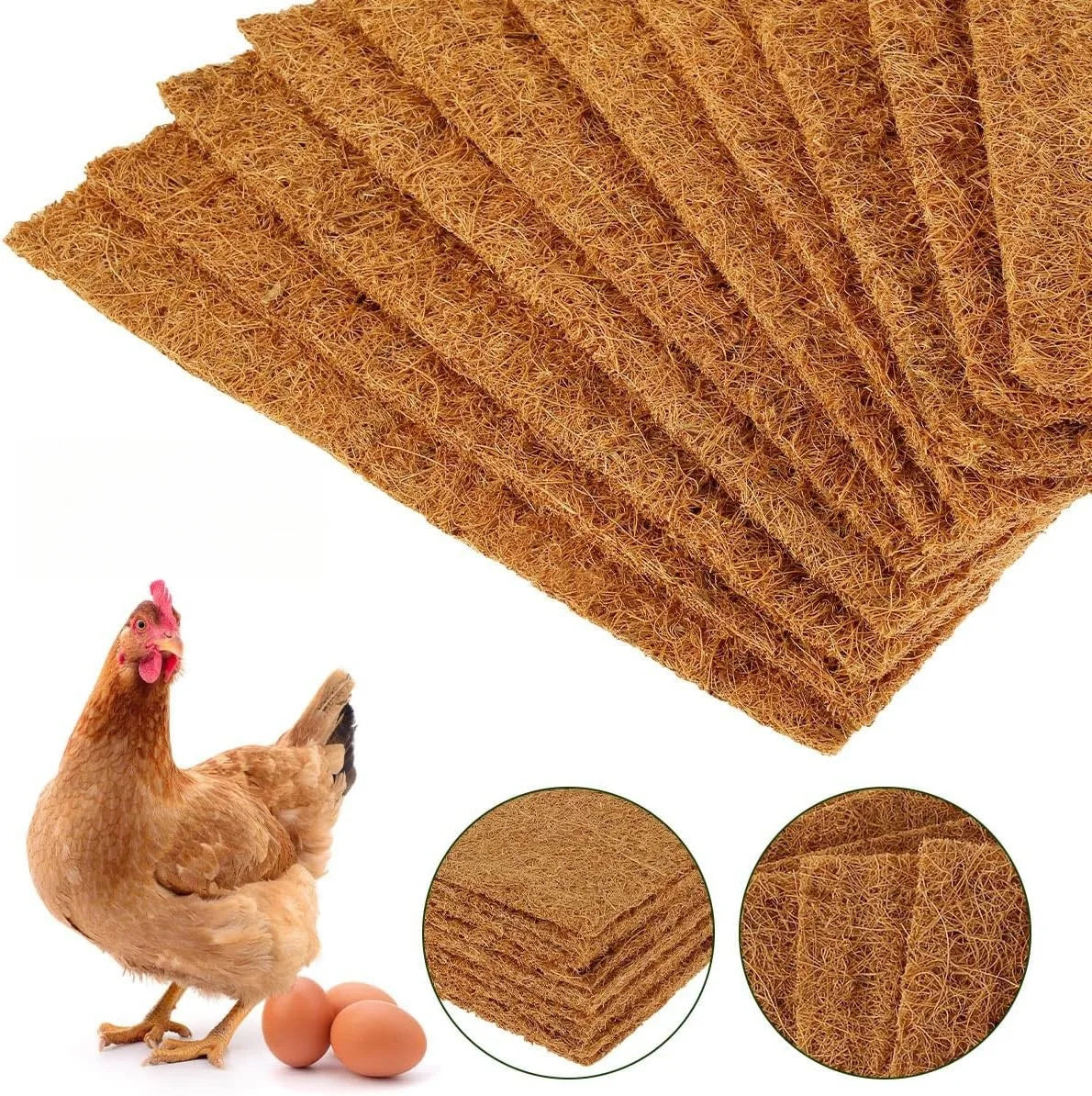 Eco-Friendly Coconut Fiber Chicken Nesting Pads – Reusable Durable Poultry Coop Bedding Mats for Egg Laying Hens