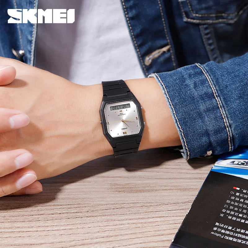 SKMEI 1604 Luxury Digital Watch – Dual Display Sports Quartz for Men & Women, Waterproof Wristwatch