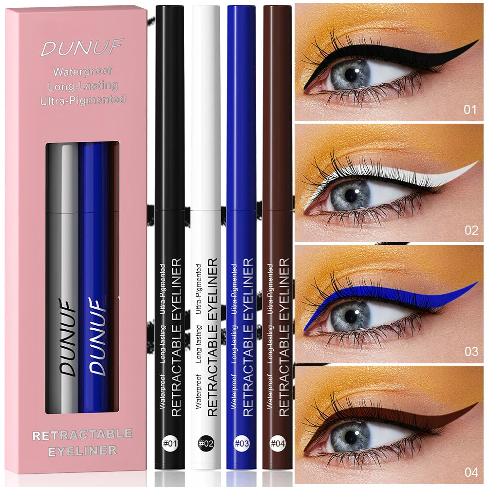 DUNUF 4-Pack Waterproof Eyeliner Pencils – Soft, Sweat-Proof, Non-Smudging & Easy-to-Use for Beginners