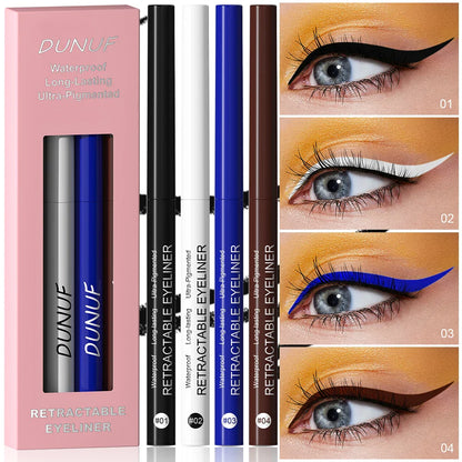 DUNUF 4-Pack Waterproof Eyeliner Pencils – Soft, Sweat-Proof, Non-Smudging & Easy-to-Use for Beginners