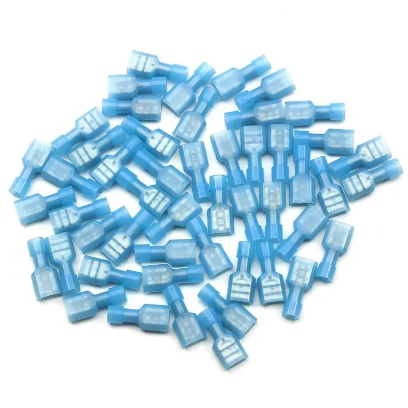Nylon Insulated Spade Terminal Wire Connectors Kit – Brass Crimp Connectors 16–14 AWG (10–100PCS Multi-Pack)
