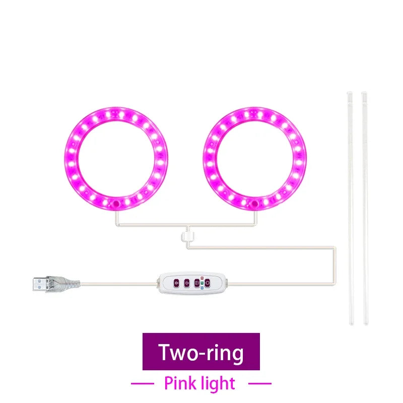 LED Full Spectrum Grow Light — USB 5V Adjustable Height Dimmable Lamp with Timer for Indoor Plants & Herbs