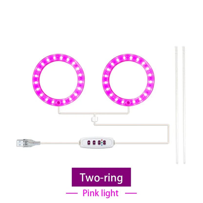 LED Full Spectrum Grow Light — USB 5V Adjustable Height Dimmable Lamp with Timer for Indoor Plants & Herbs