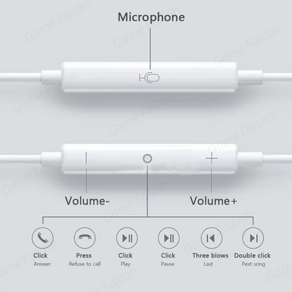 High-Fidelity Bluetooth Wired Headset for iPhone 15/14/13 Pro – Type-C & 3.5mm Compatible with Samsung, Xiaomi, iPad & Tablets
