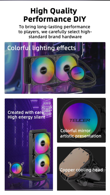 TEUCER AF-120 RGB Water Cooler — 120mm CPU Radiator with Fan for Intel 2011/1700/155X & AMD AM4/AM5