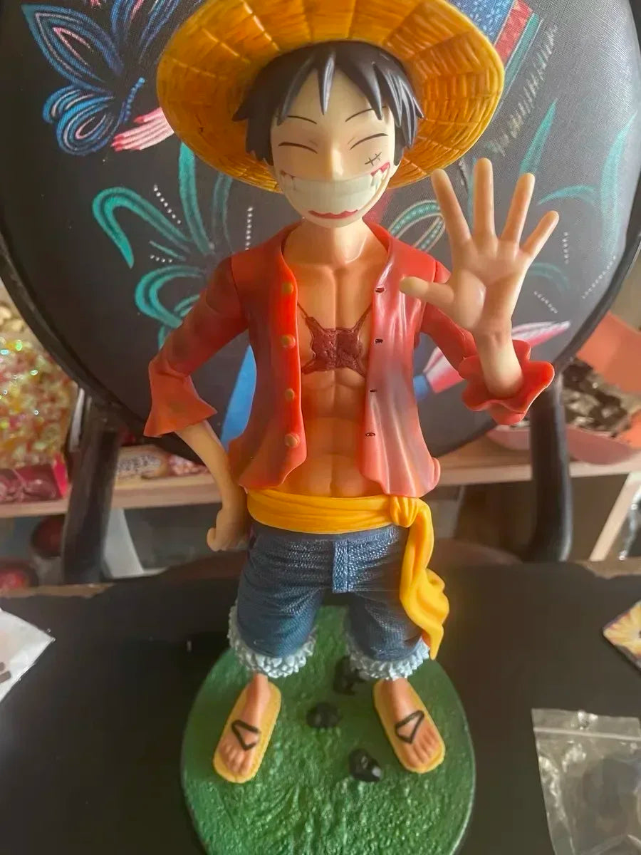 One Piece 42.5cm Straw Hat Monkey D. Luffy Figure – 1/4 Scale Large Smiley Anime Statue, Decorative Doll Toy Gift