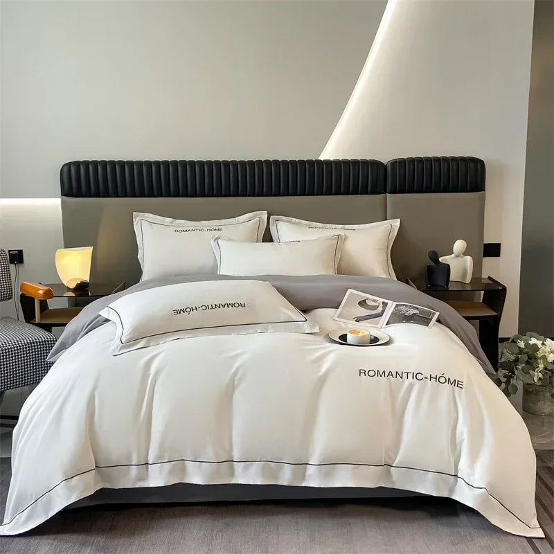 Pure Cotton Long Staple Bedding Set - 4PCS, Matte Bed Sheet & Duvet Cover, All Cotton