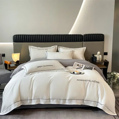 Pure Cotton Long Staple Bedding Set - 4PCS, Matte Bed Sheet & Duvet Cover, All Cotton
