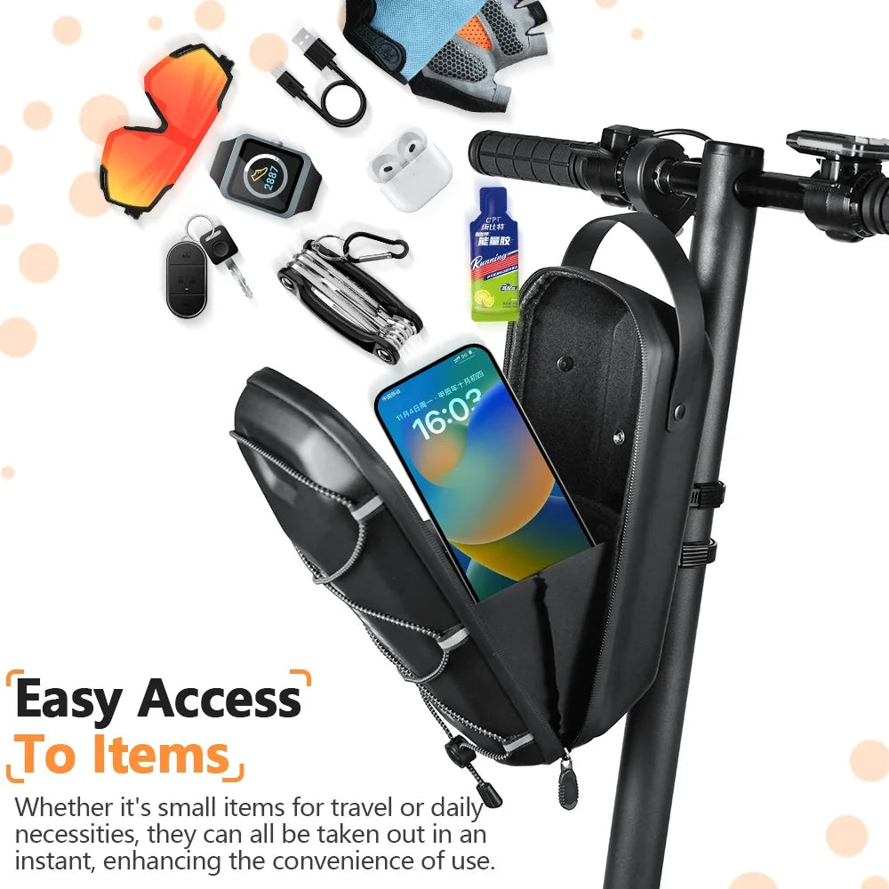 NEWBOLER Electric Scooter Storage Bag - 3L/5L EVA Hard Shell Hanging Bag with Quick Release for Folding Bikes & Scooters