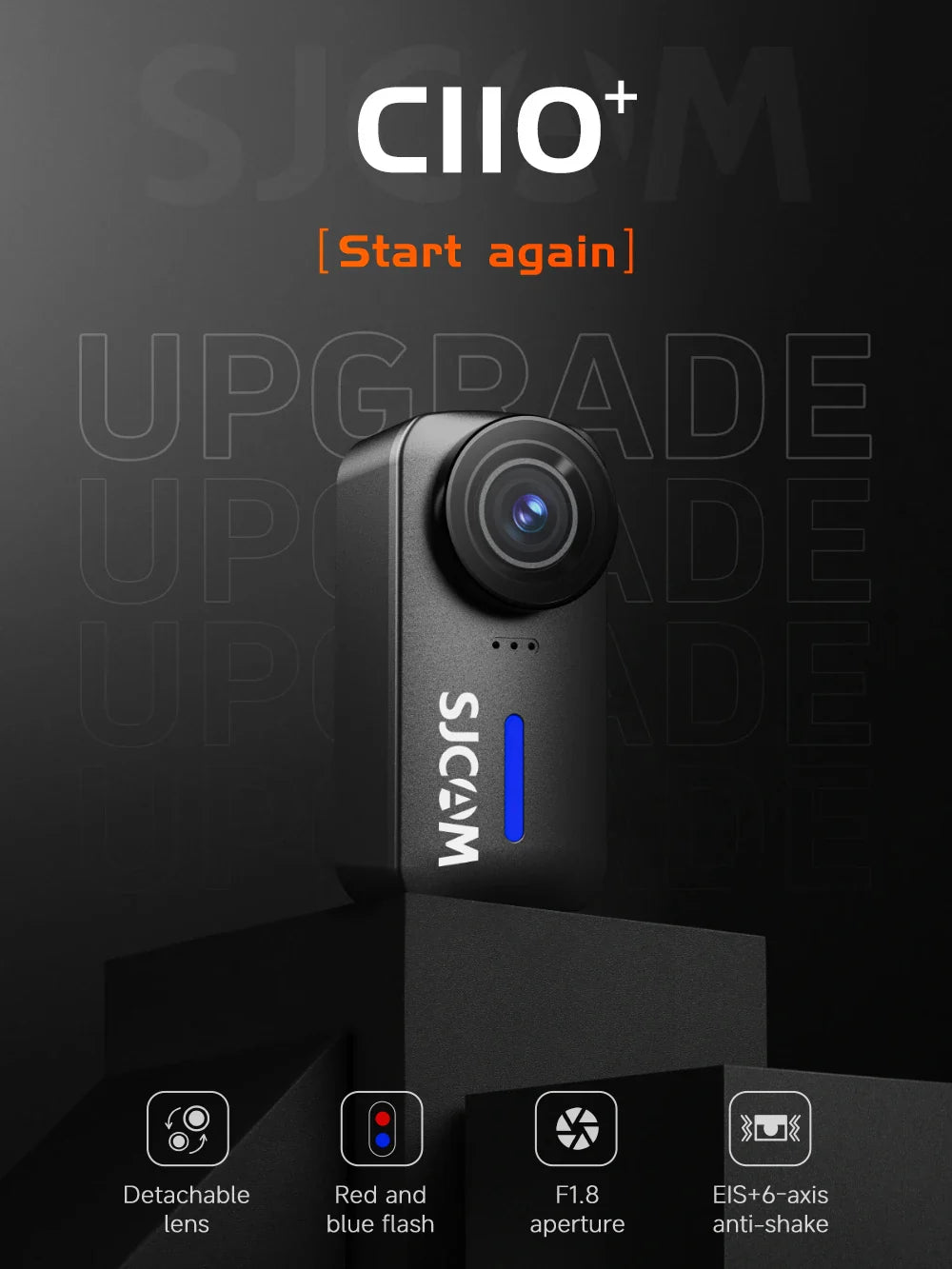 SJCAM C110+ 4K Action Camera – 30fps, 6-Axis GYRO, WiFi Remote, 1050mAh, Portable Sports DV for Helmet & Motorcycle