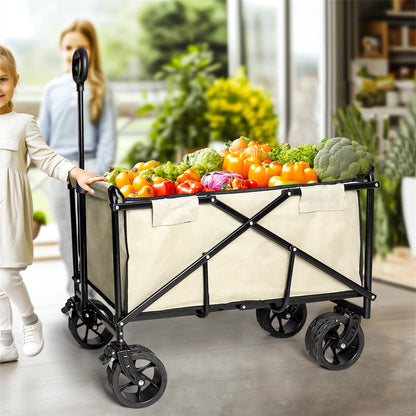Wisfor Heavy Duty Foldable Wagon Cart — 440 Lbs Capacity, Adjustable Handle for Camping, Shopping & Beach